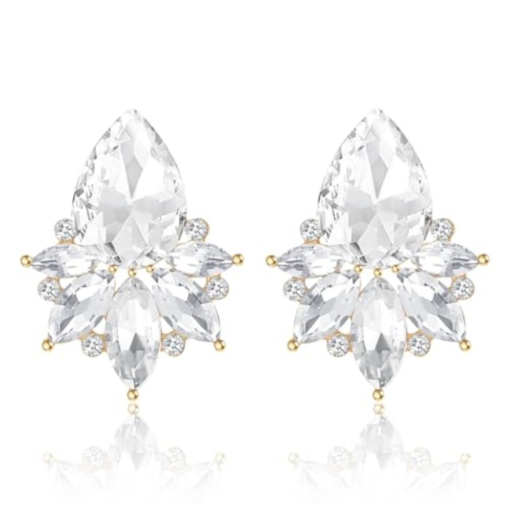 Vintage Rhinestone Drop Earrings‎ Elegant Crystal Cluster Art